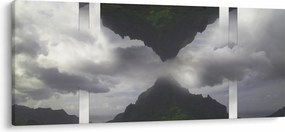 Kép - Hegyek Izlandon, geometrikus kollázs (120x50 cm)
