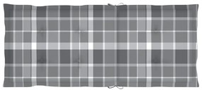 2 db tömör tíkfa kerti szék szürke kockás párnákkal