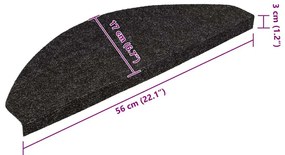 15 db fekete öntapadó lépcsőszőnyeg 56x17x3 cm