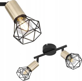 Mennyezeti spotlámpa Globo Xara I fekete antik sárgaréz E14 2x40W