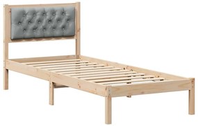 Ágykeret fejtámlával Világosszürke 75 x 190 cm szövet