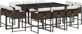 vidaXL 11 részes barna polyrattan kerti ülőgarnitúra párnákkal