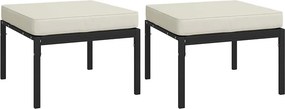 vidaXL 2 db acél kerti lábtartó homokszínű párnával 60 x 60 x 35 cm