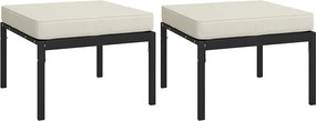 vidaXL 2 db acél kerti lábtartó homokszínű párnával 60 x 60 x 35 cm