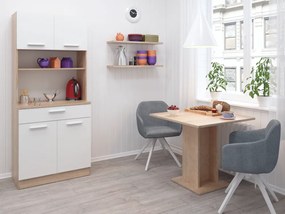 Négyajtós szekrény, sonoma tölgy/fehér, DOMIS NEW