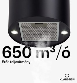 Klarstein Beretta, sziget páraelszívó, Ø 35 cm, légkeringetés, 650 m³/ó, LED, fekete