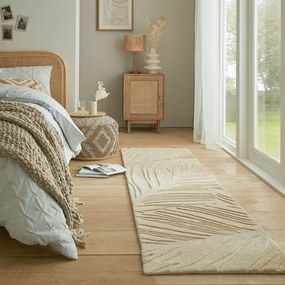 Bézs gyapjú futószőnyeg 60x230 cm Lino Leaf – Flair Rugs