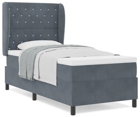 Boxspring Ágy Matrac Közép Szürke 90x190 cm Bársonyos