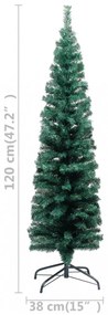 zöld PVC vékony műkarácsonyfa állvánnyal 120 cm