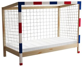 Gyerekágy  90 cm Facilmente (természetes + kék + piros) (ágyráccsal)  (tárolóhellyel). 1116346