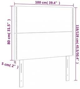 tópszínű szövet LED-es fejtámla 100x5x118/128 cm