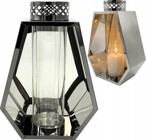 Nagy Modern Sírmécses Lampion Grafit Kápolna Fém Tükör 34cm