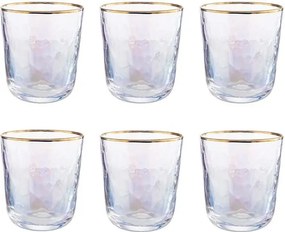 SMERALDA vizes pohár arany szegéllyel 280ml, 6 db-os készlet
