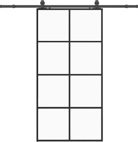 vidaXL fekete ESG üveg tolóajtó fémszerelvény-szettel 102,5x205 cm