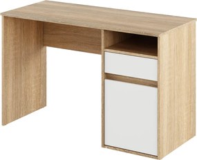 PC asztal, sonoma tölgy/fehér, BILI NEW