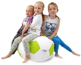 EMI focilabda mintás fehér-limezöld műbőr babzsákfotel