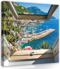 Vászonkép 40x40 Napsütötte tájkép az ablakból – Olasz nyár az otthonodban