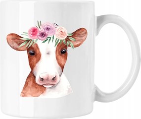 Bögre Tehén Virágok Divatos 1 Fehér 330ml