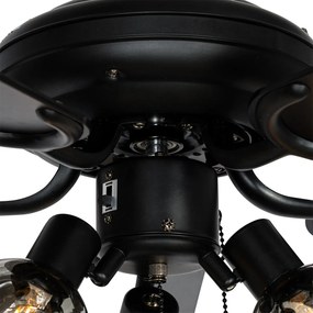 Mennyezeti ventilátor fekete fa mintával 107,5 cm 3 lámpával húzókapcsolóval - Mistral Vidro