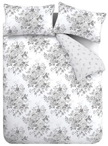 Szürke kétszemélyes ágyneműhuzat 200x200 cm Elinda Floral – Catherine Lansfield