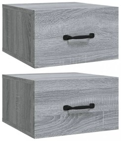 2 db szürke sonoma falra szerelhető éjjeliszekrény 35x35x20 cm