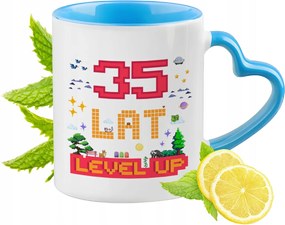 Születésnap 35 35-es 35-ös Kék Bögre Szív Alakú Füllel Ajándék
