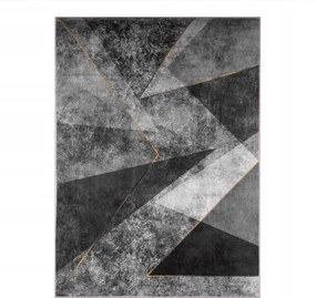 Szőnyeg 200x300 Szürke Fekete Arany Geometrikus Modern Csúszásgátló