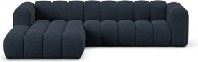 Sötétkék zsenília sarokkanapé (bal oldali-heverő résszel) Lupine – Micadoni
