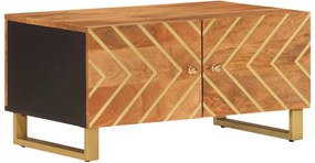 vidaXL barna és fekete tömör mangófa dohányzóasztal 80 x 50 x 40 cm