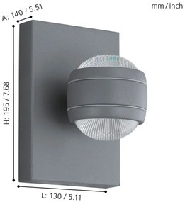 Eglo 94796 - LED Kültéri lámpa SESIMBA 2xLED/3,7W/230V