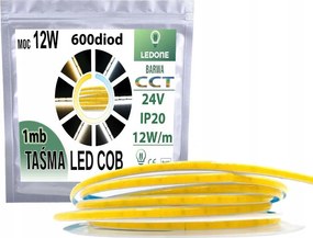 Cob Led szalag keskeny 5mm 24V 600 diĂłda 12W 1mb vonal neon mutiwhite Cct