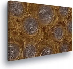 Vászonkép 60x40 Textúra dombormű arany bronz rózsa virágok luxus meleg absztrakt