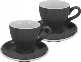 2 darabos szett Latte csésze tányérral Milano, 220 ml, szürke