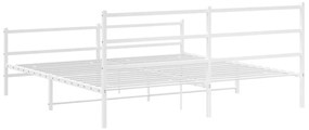 fehér fém ágykeret fej- és lábtámlával 200 x 200 cm