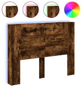 füstös tölgy színű áthidalószekrény LED-ekkel 140x16,5x103,5 cm