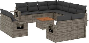 vidaXL 12 részes szürke polyrattan kerti ülőgarnitúra párnákkal