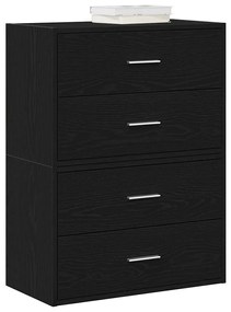 2 db fekete tölgy szerelt fa szekrény 2 fiókkal 60 x 31 x 40 cm