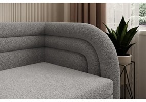 Szürke buklé kinyitható-tárolóhelyes kanapé jobb oldali 223 cm Fabillo – ELTAP