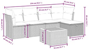 6 részes szürke polyrattan kerti ülőgarnitúra párnákkal