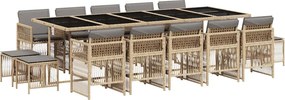 vidaXL 15 részes vegyes bézs polyrattan kerti étkezőgarnitúra párnával