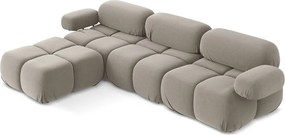 Bézs bársony moduláris sarokkanapé Lokua – Makamii