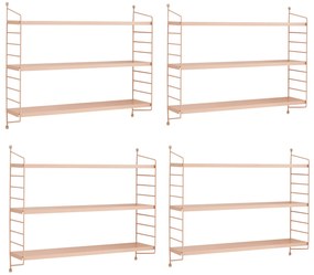 Fali polc Strängnäs állítható polcokkal 4-es szett lazacszín [en.casa]