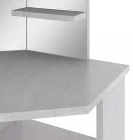 betonszürke sarok-fésülködőasztal LED-del 111x54x141,5 cm
