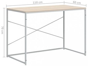 fehér-tölgyszínű szerelt fa számítógépasztal 110 x 60 x 70 cm