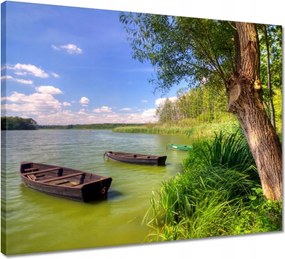 Vászonkép 50x40 Horgászcsónakok Tó