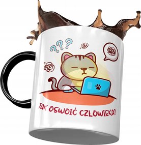 Fekete Bögre Cicával Cuki Ajándék Nyomtatott Fotóval