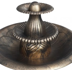 bronzszínű műanyag madárfürdető szökőkúttal 50 x 91 cm