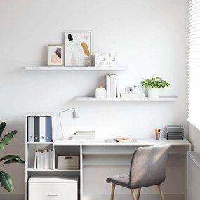 vidaXL Falpolc tárolóval 2 pcs Fehér márvány 120 x 23,5 x 4 cm Faanyag