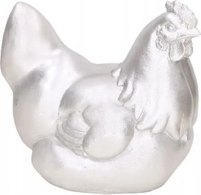 Ezüst dekorációs tyúk húsvétra 9cm