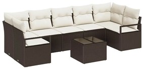 vidaXL Kanapé Szett 8 pcs Barna és Krém polirattan